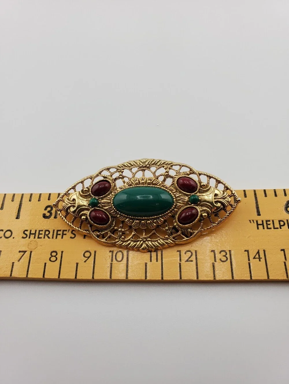 1928 Burgundy And Green Brooch
